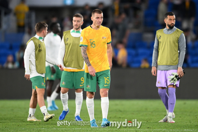 5일 바레인에 0-1로 덜미를 잡히고 망연자실하는 호주 선수들. /게티이미지코리아