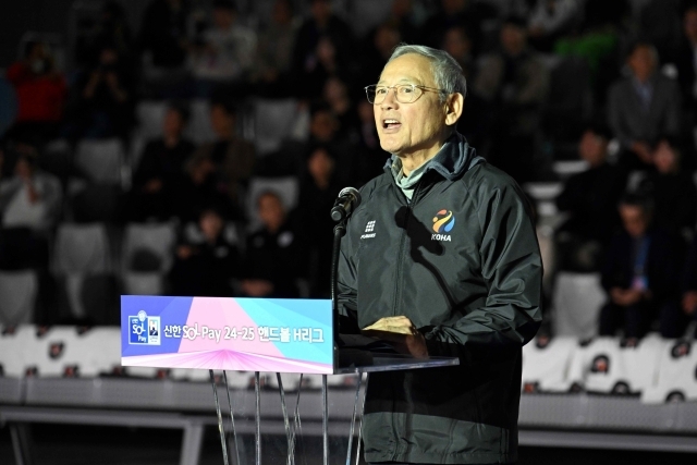 축사하는 유인촌 장관. /한국핸드볼연맹 제공