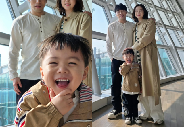 우혜림 가족이 인천공항에서 다정한 포즈로 가족 사진을 촬영하고 있다. / 우혜림 인스타그램 캡처